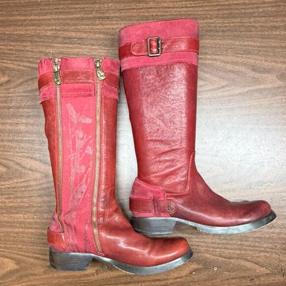 London Underground Red Leather Boots - Sz 7.5 - Picture 4 of 9